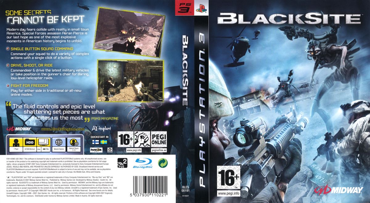 BlackSite: Area 51 box art for Playstation 3